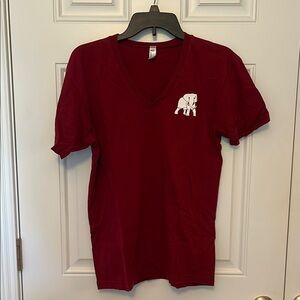 Red V-Neck T-Shirt with Elephant Logo